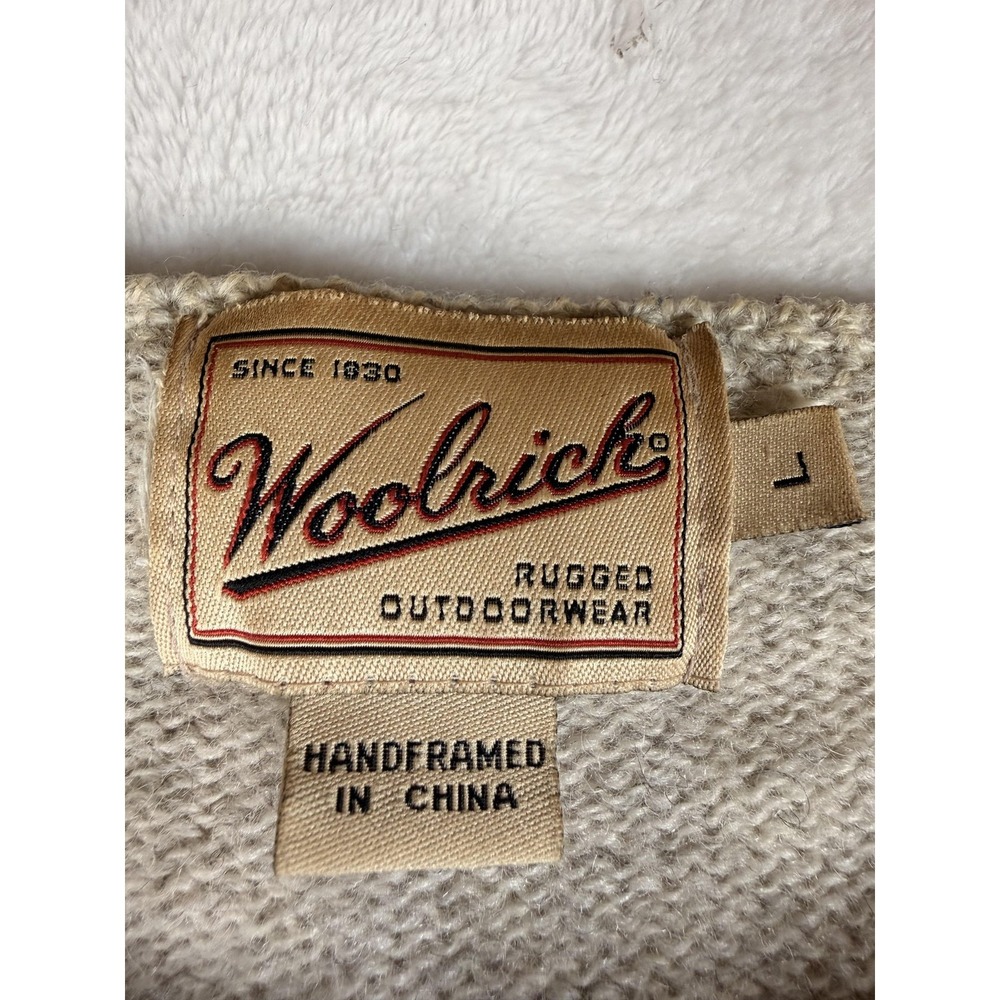 Woolrich Cardigan Sweater Womens Large Beige 100% Wool Fall Harvest Apple Knit - Picture 3 of 16